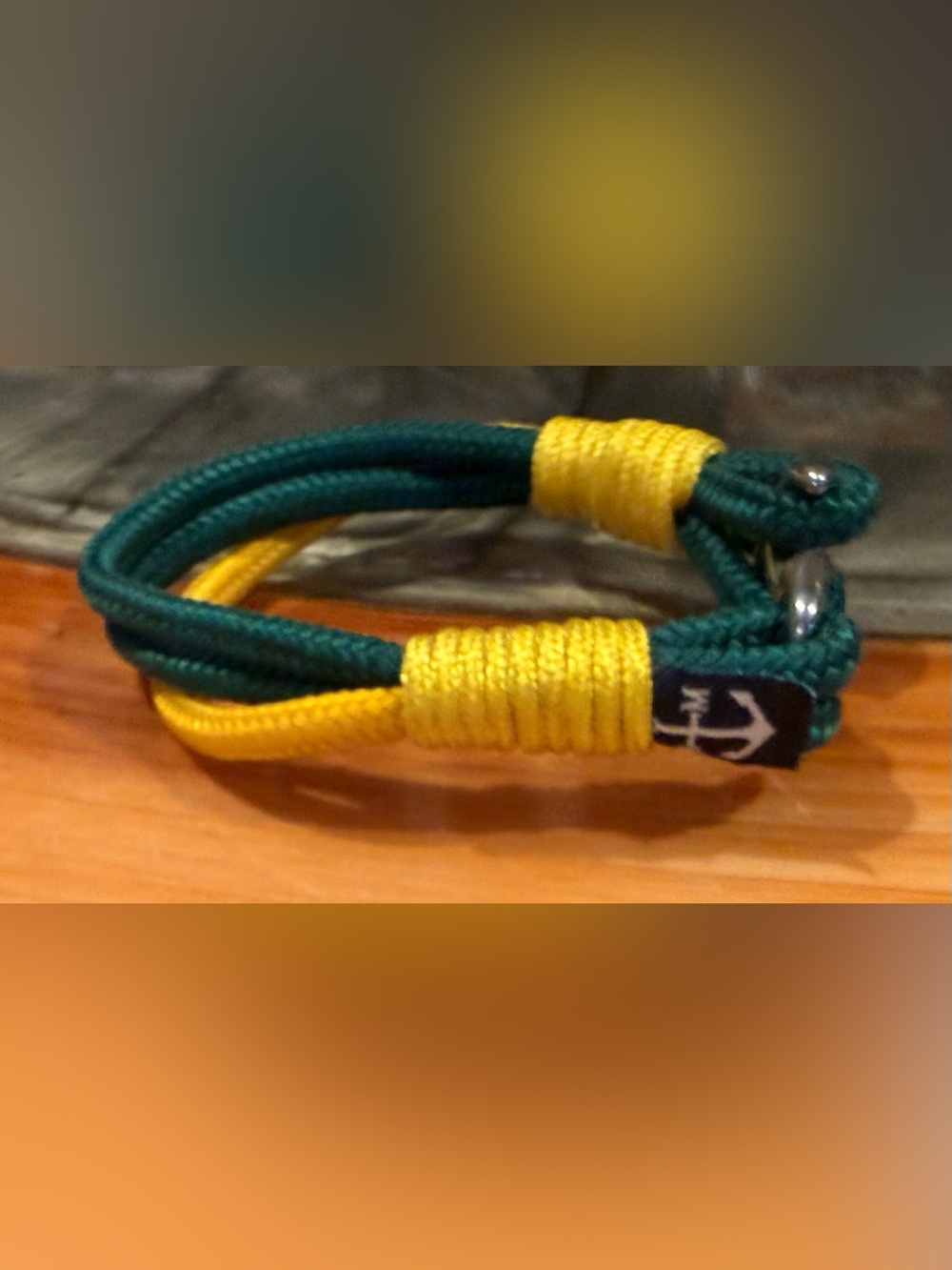 Nautical boating Kids Rope Knot Bracelet - Green & yellow